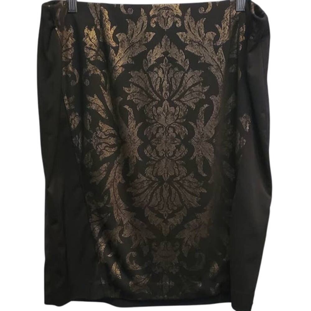 Alfani Women's Polyester Skirt Black with Gold Accents Plus Size 16W